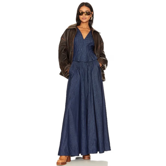 Free People Pleated Denim Maxi Skirt - Picture 7 of 7